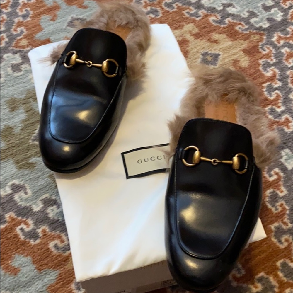 Mens gucci Princetown slippers with fur size 7